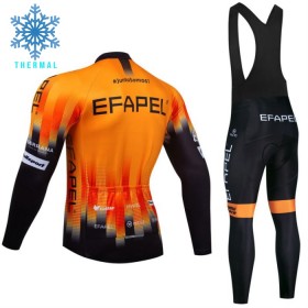Set Fietsshirt Lange Mouw + Lange Koersbroek 2024 Efapel Winter Thermal Fleece Oranje